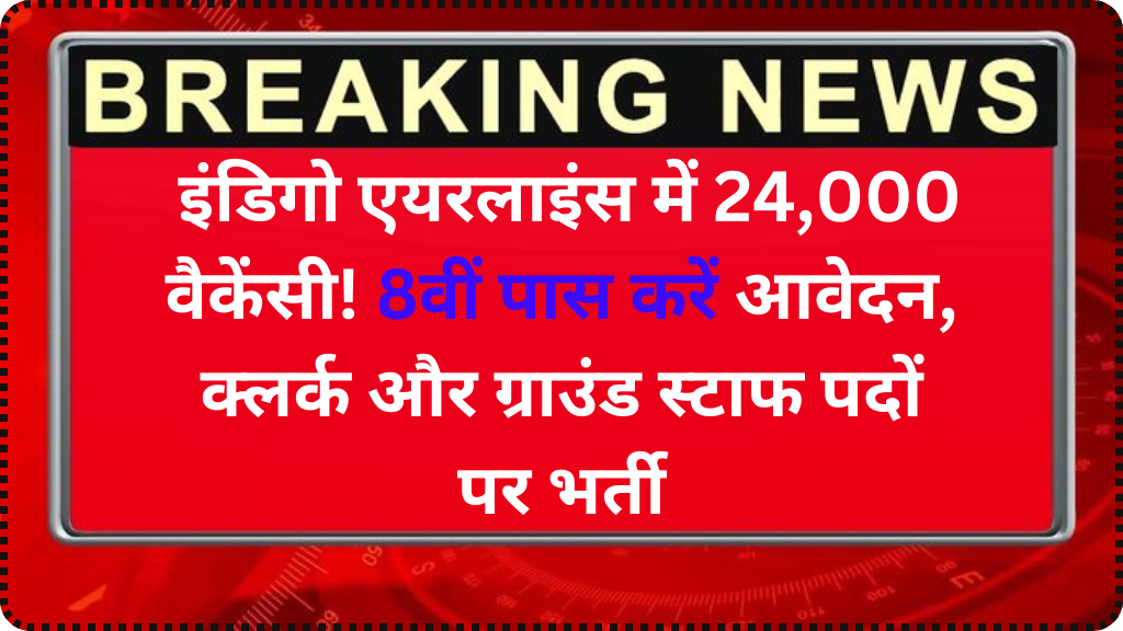 INDIGO AIRLINES JOB VACANCY 2025: इंडिगो एयरलाइंस में 24,000 वैकेंसी! 8वीं पास करें आवेदन, क्लर्क और ग्राउंड स्टाफ पदों पर भर्ती